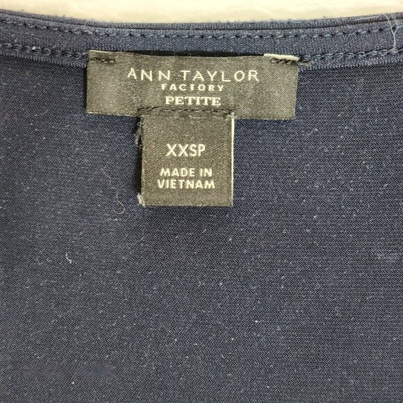 Ann Taylor Factory Women Size XXSP Navy V Neck Flutter Sleeve A Line Dress - Picture 3 of 7